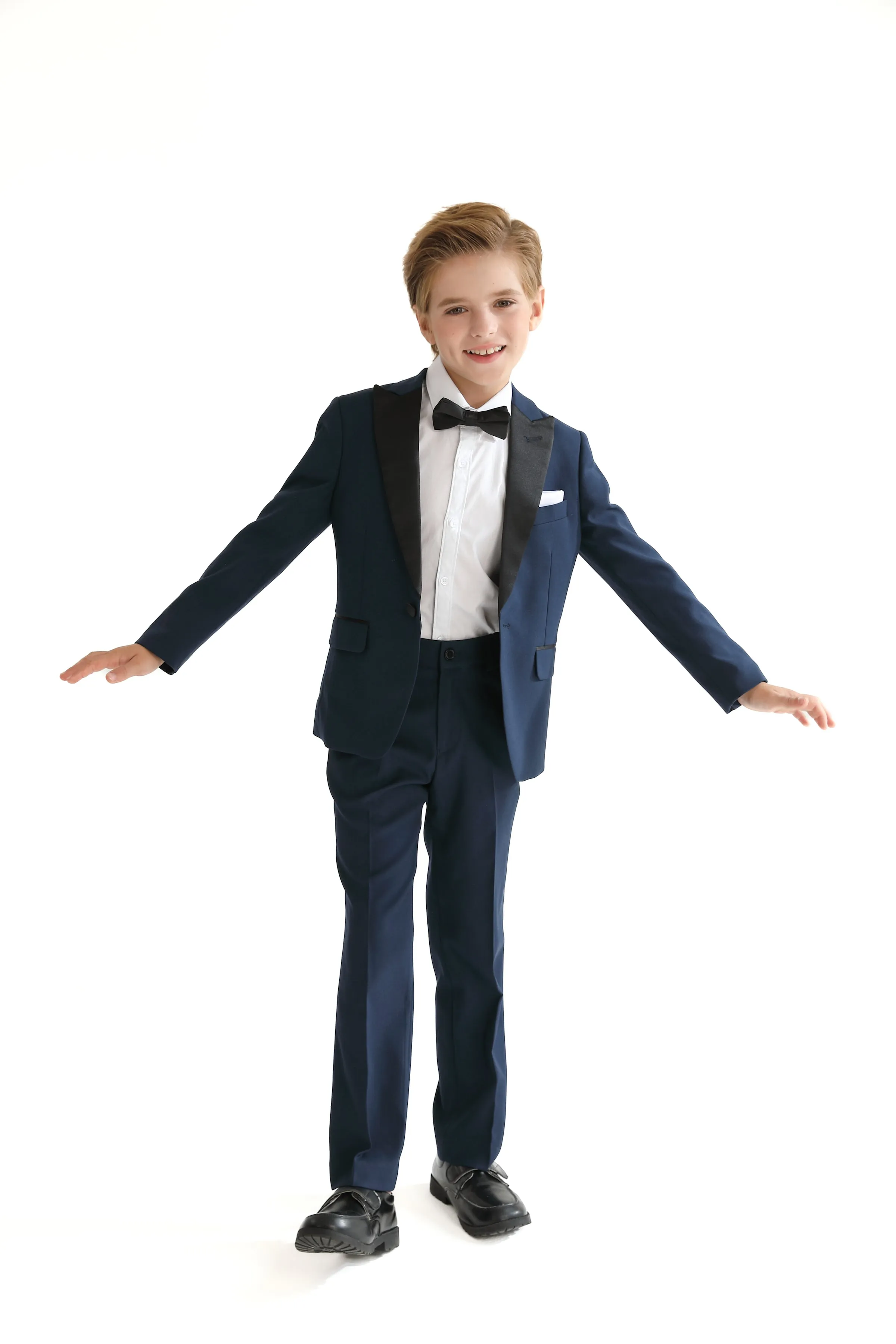 Navy Peak Lapel Trim Wool Suit
