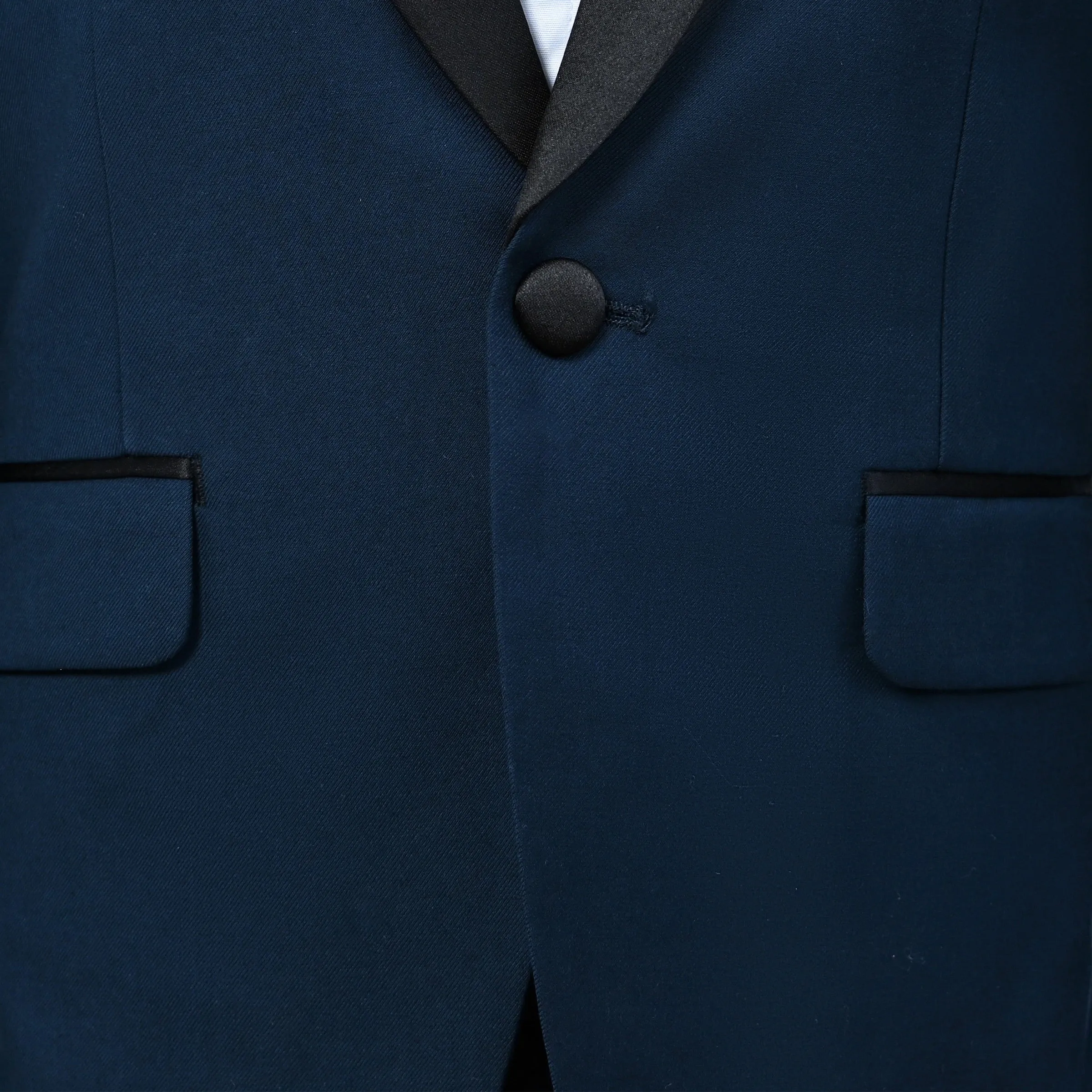 Navy Peak Lapel Trim Wool Suit