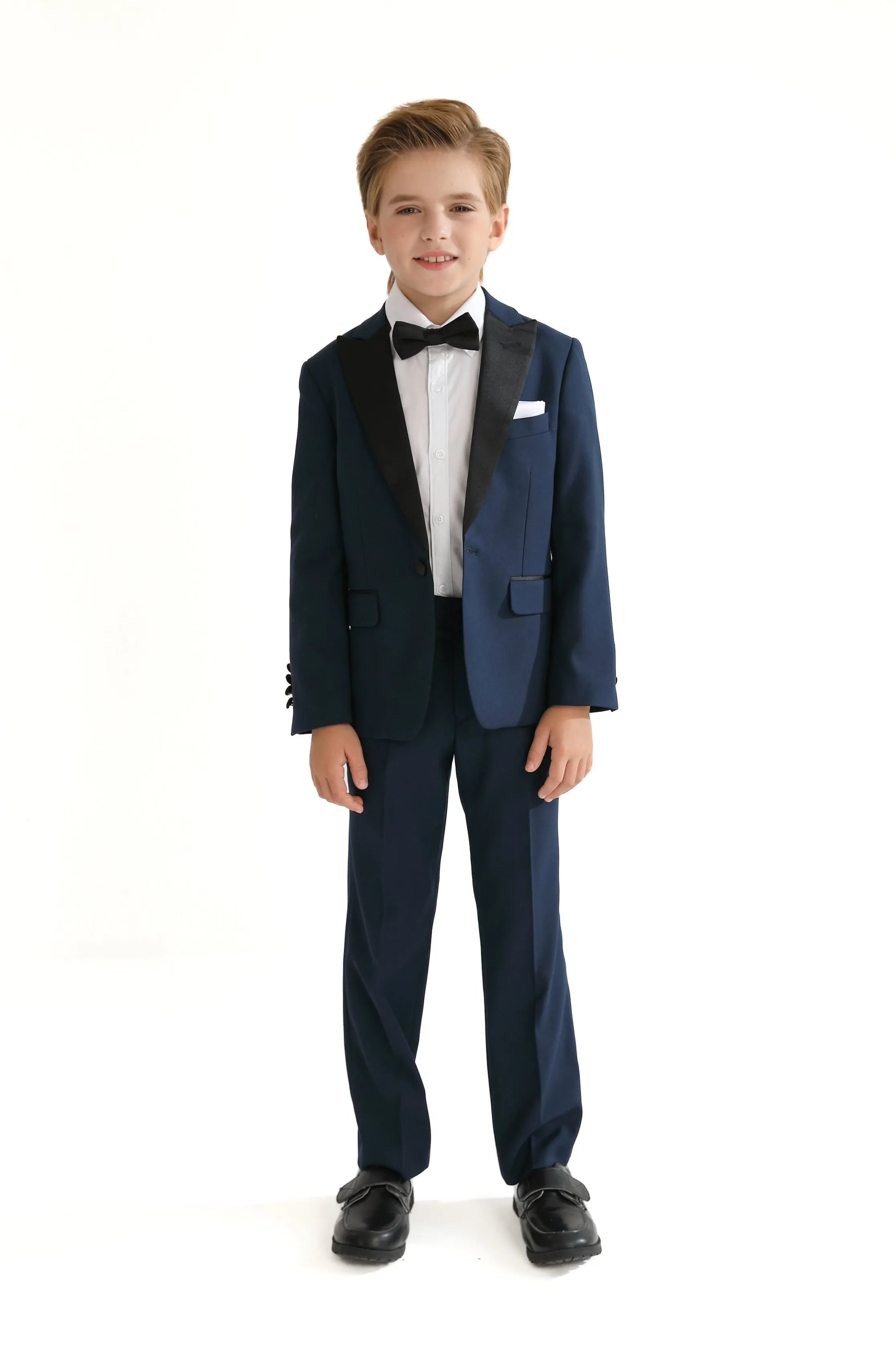 Navy Peak Lapel Trim Wool Suit