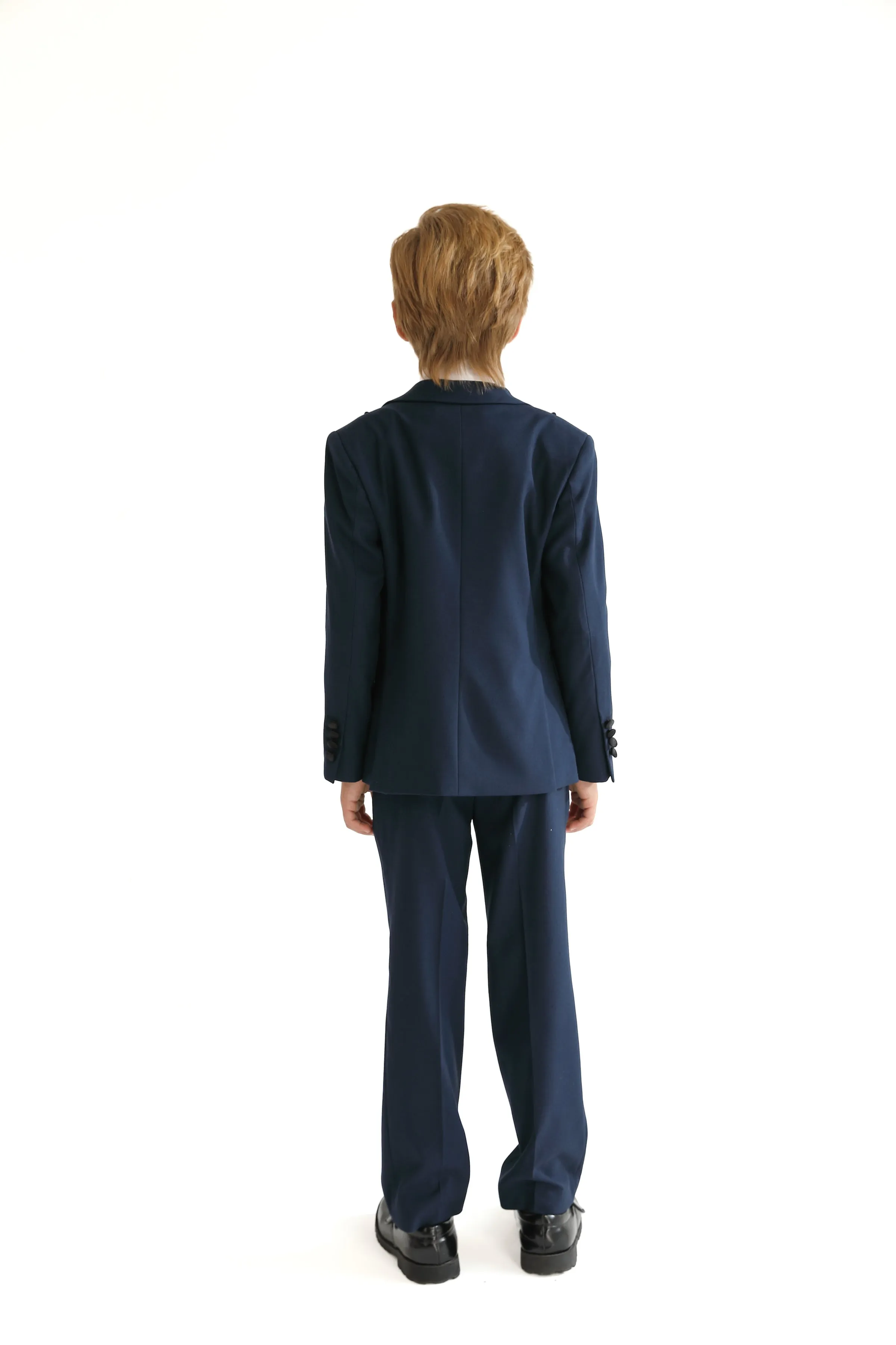 Navy Peak Lapel Trim Wool Suit
