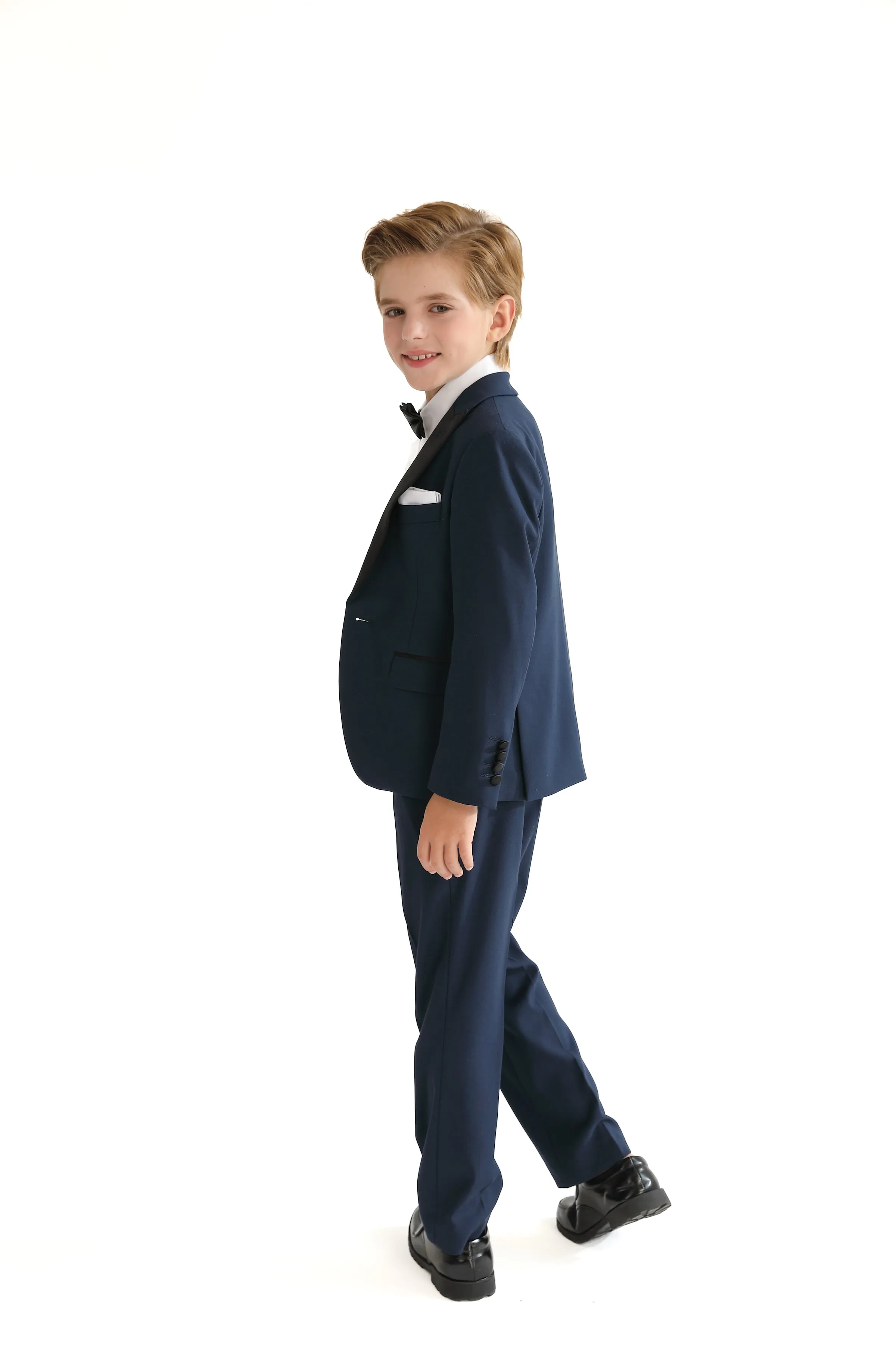 Navy Peak Lapel Trim Wool Suit