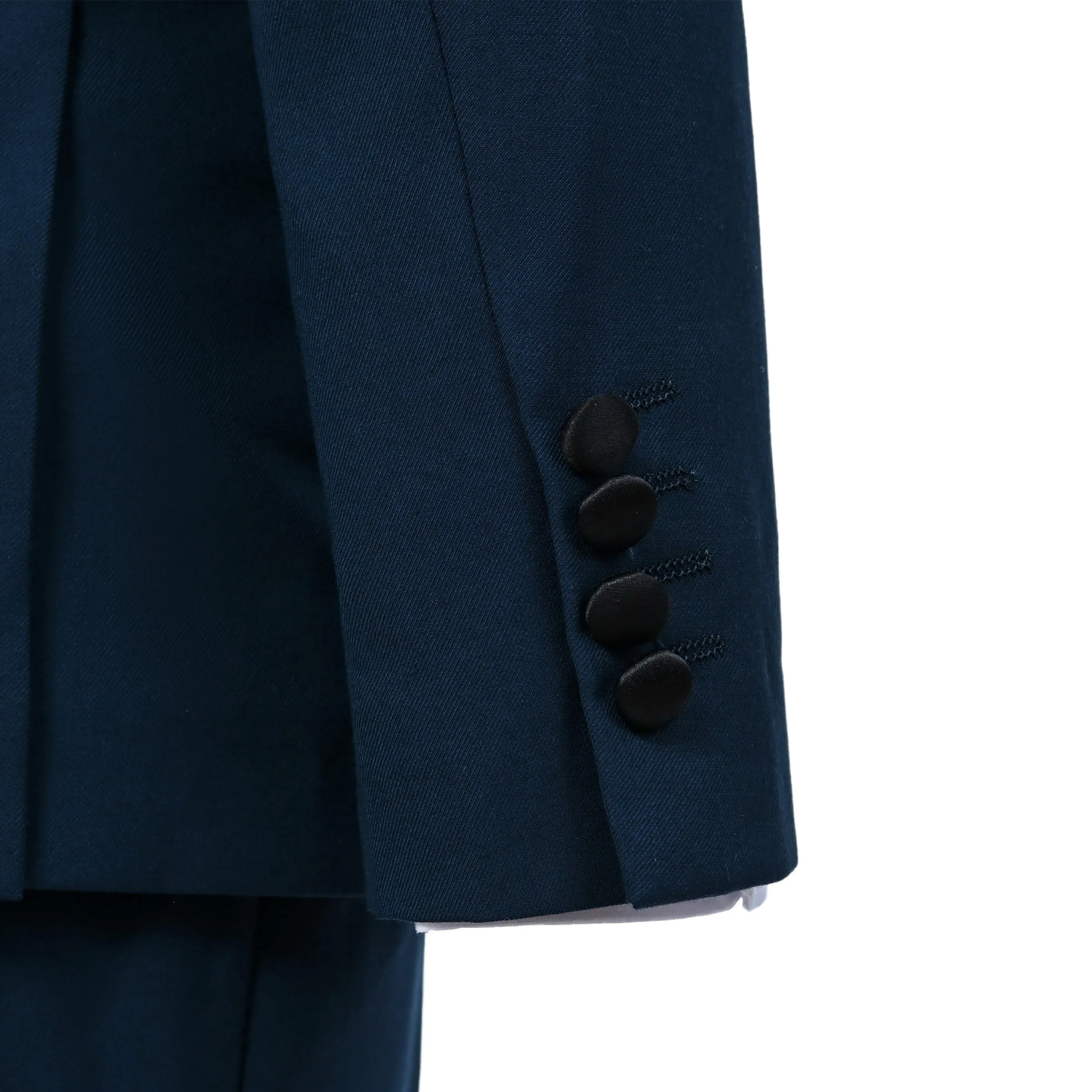 Navy Peak Lapel Trim Wool Suit
