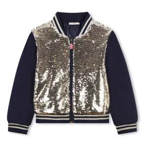 Navy Sequin Reversible Zip Jacket