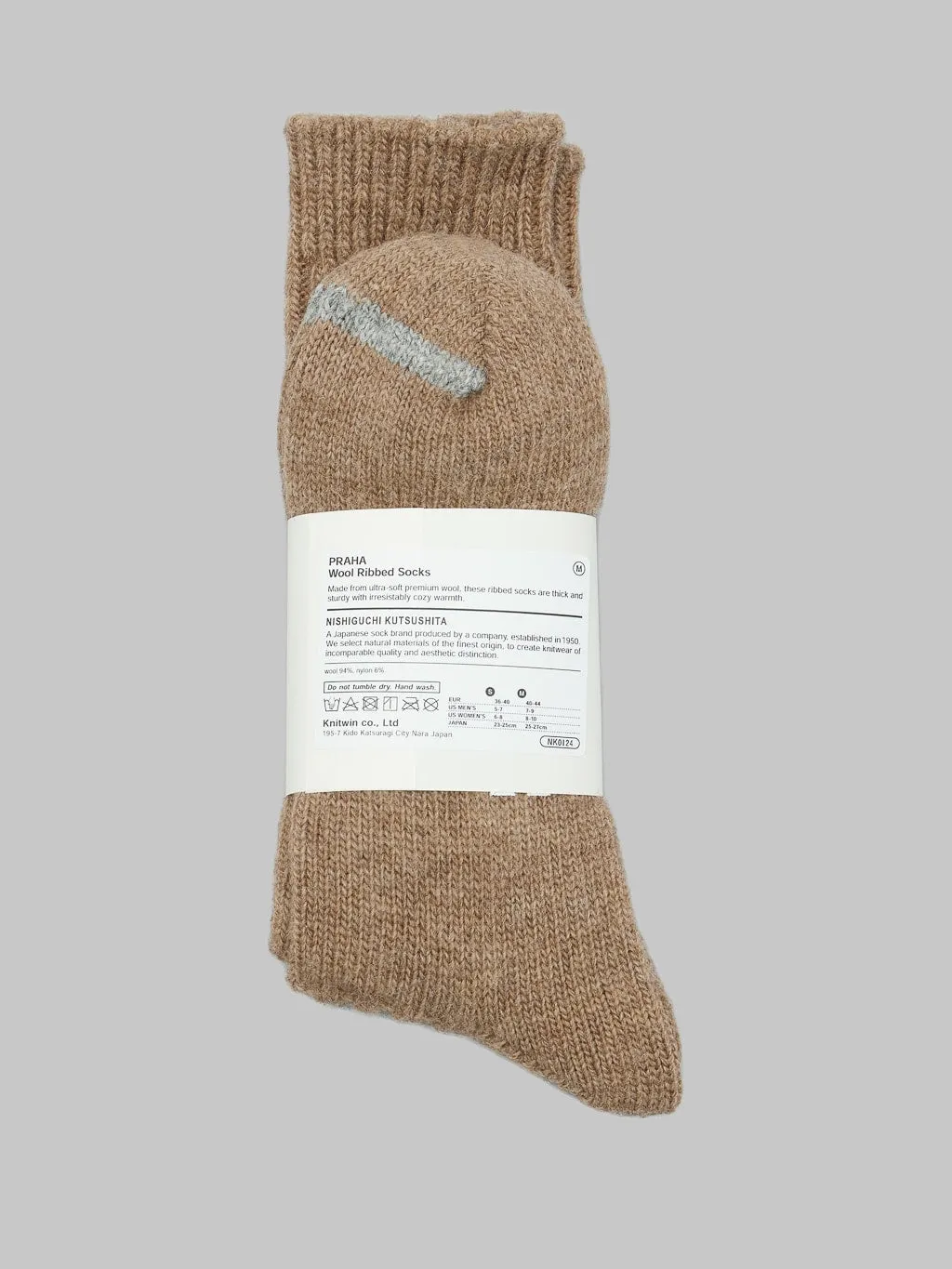 Nishiguchi Kutsushita Wool Ribbed Socks Beige