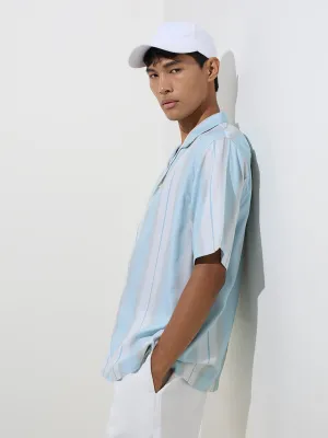 Nuon Blue Stripe Printed Relaxed-Fit Shirt