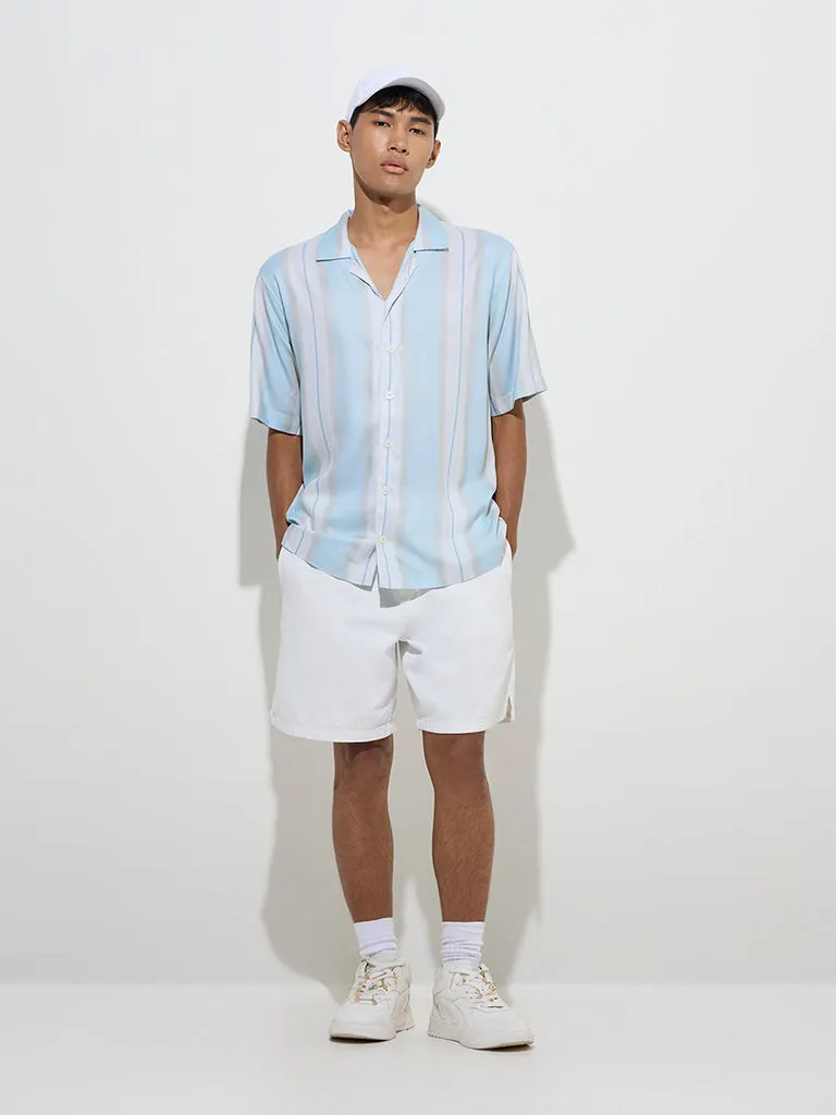 Nuon Blue Stripe Printed Relaxed-Fit Shirt