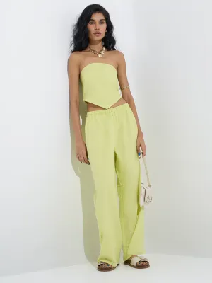 Nuon Lime Solid Cotton-Blend Top