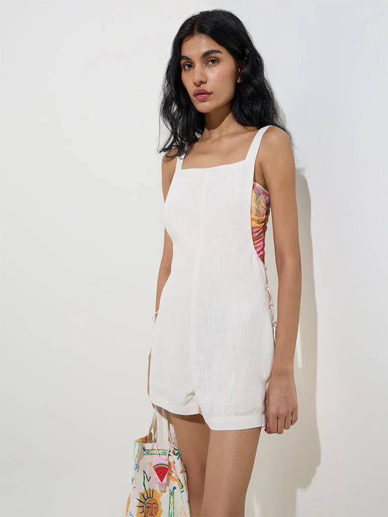 Nuon Off-White Solid Dungaree