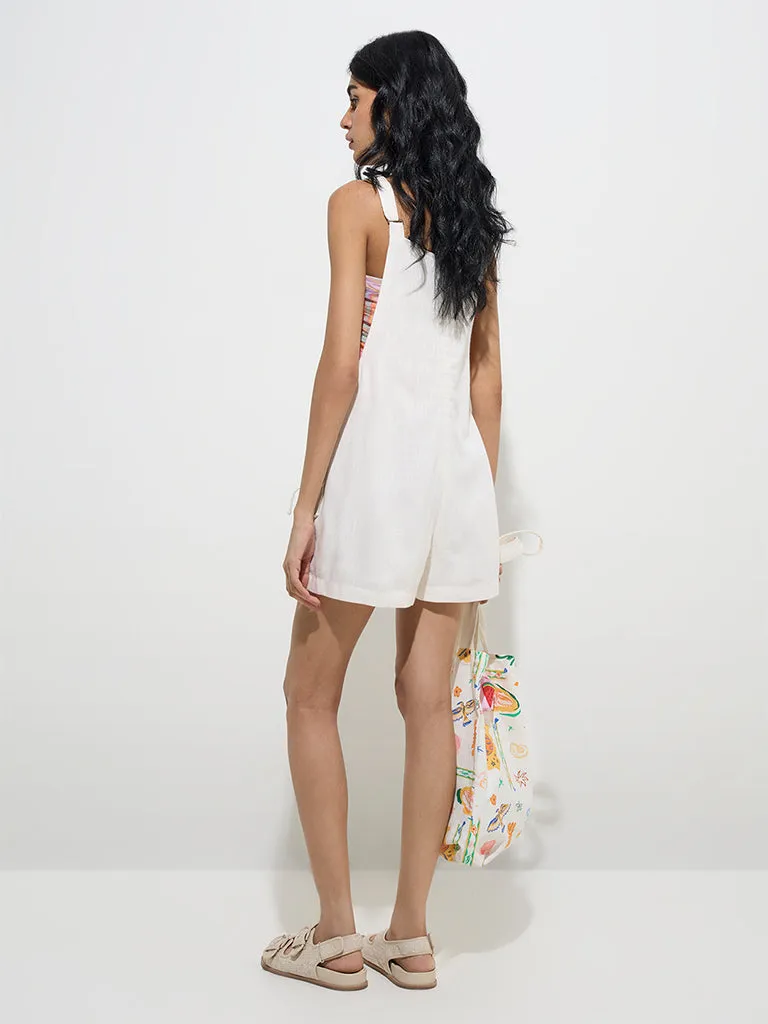 Nuon Off-White Solid Dungaree