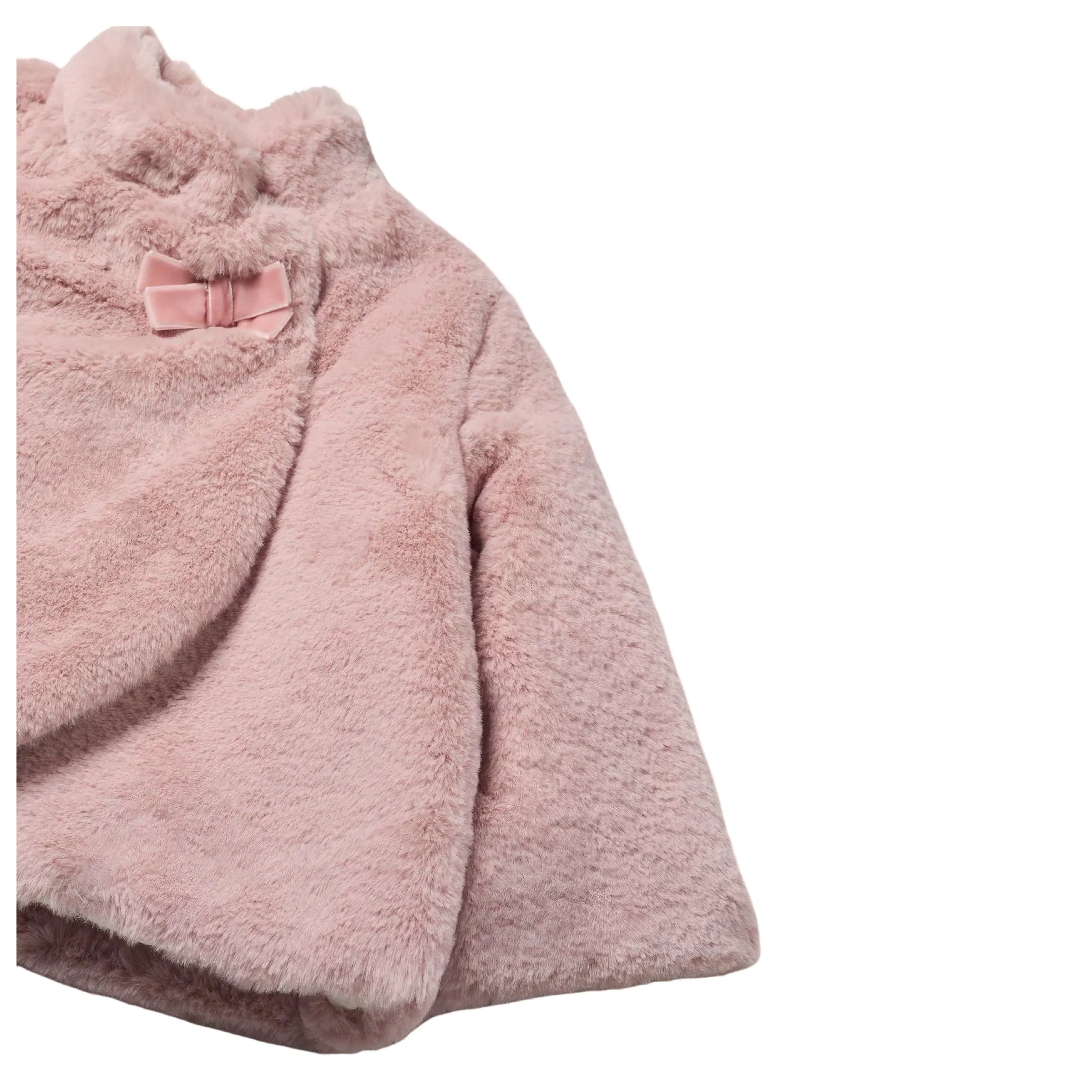 Pink Bow Faux Fur Coat
