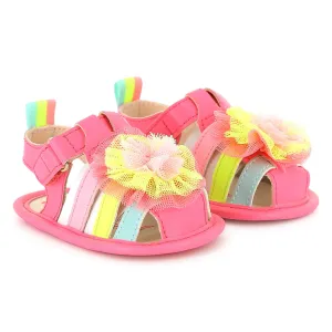 Pink Multicolor Strap Pom Sandals