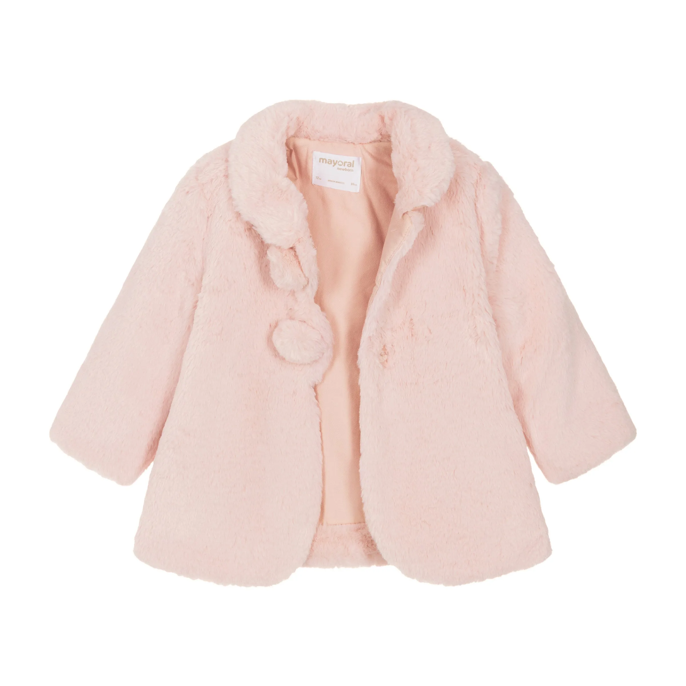 Pink Pom Faux Fur Coat