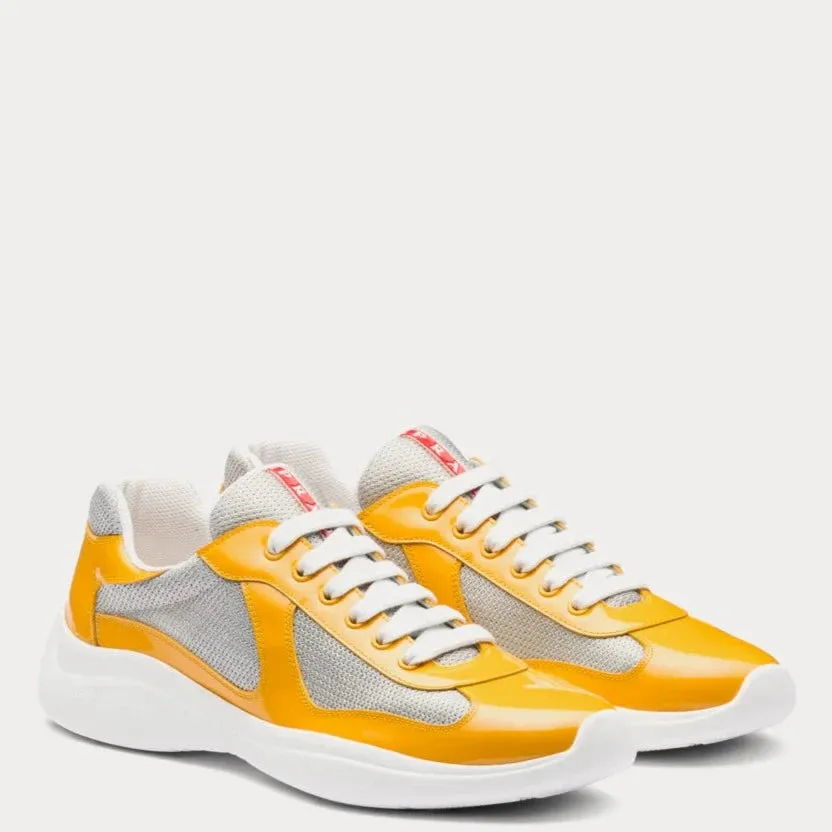Prada Gold Patent Americas Cup Trainers