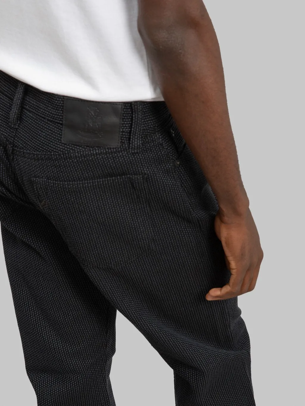 Pure Blue Japan 1170-1-BK Grey Black Sashiko Regular Straight Jeans