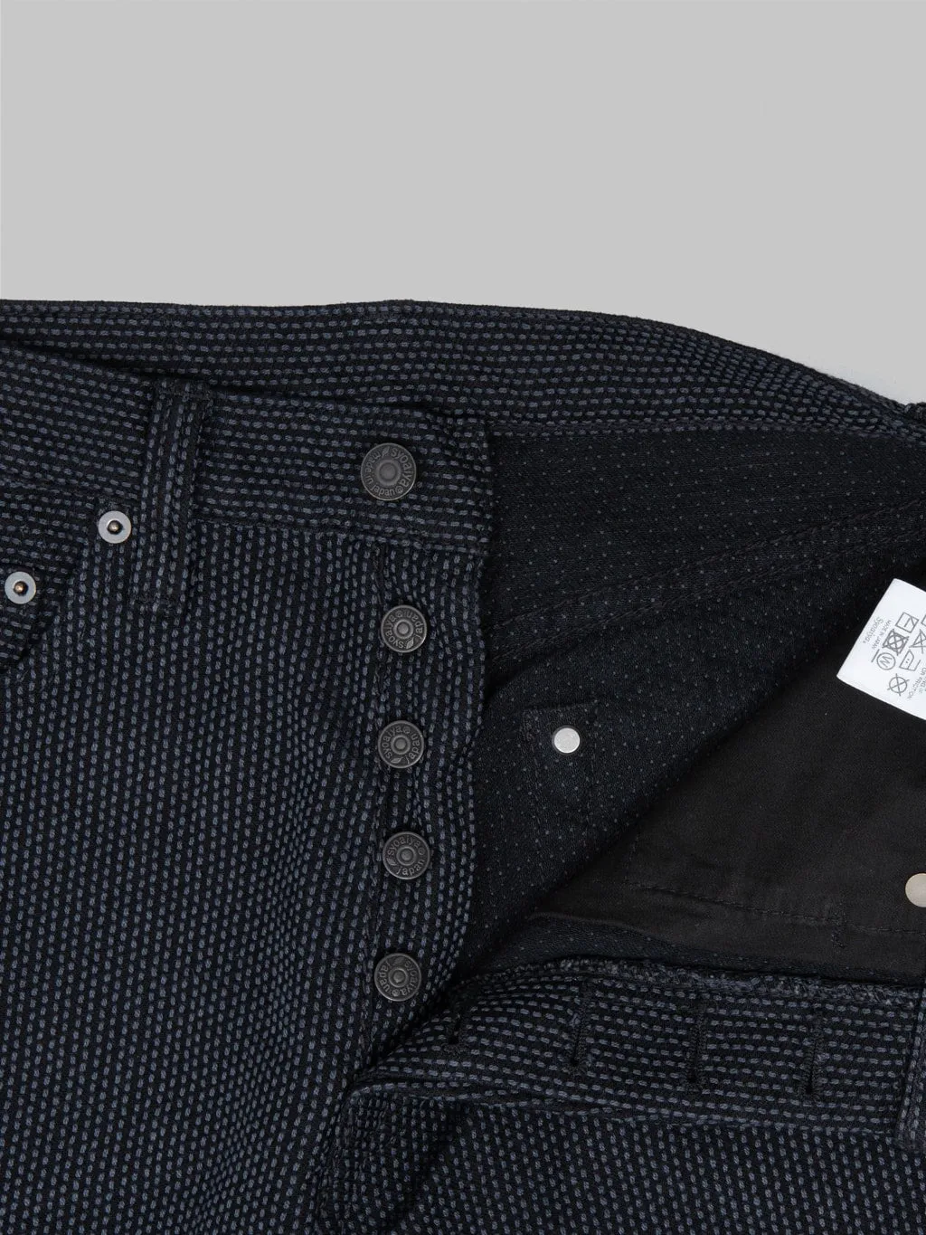 Pure Blue Japan 1170-1-BK Grey Black Sashiko Regular Straight Jeans