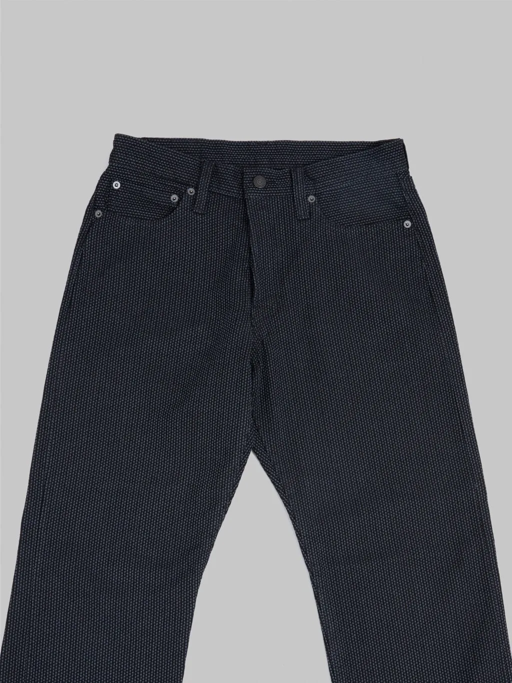 Pure Blue Japan 1170-1-BK Grey Black Sashiko Regular Straight Jeans