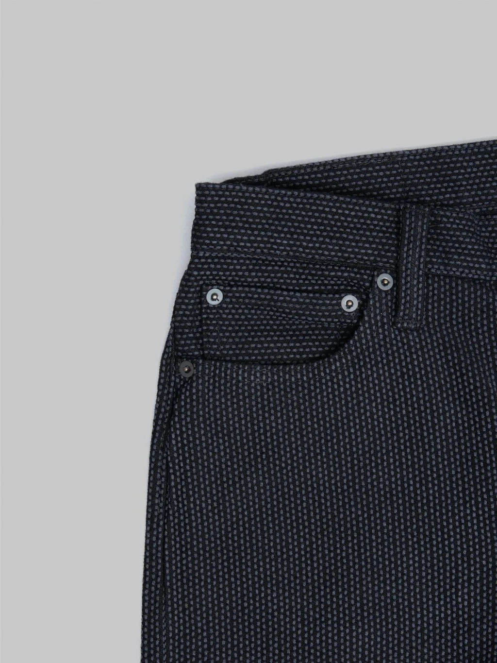 Pure Blue Japan 1170-1-BK Grey Black Sashiko Regular Straight Jeans
