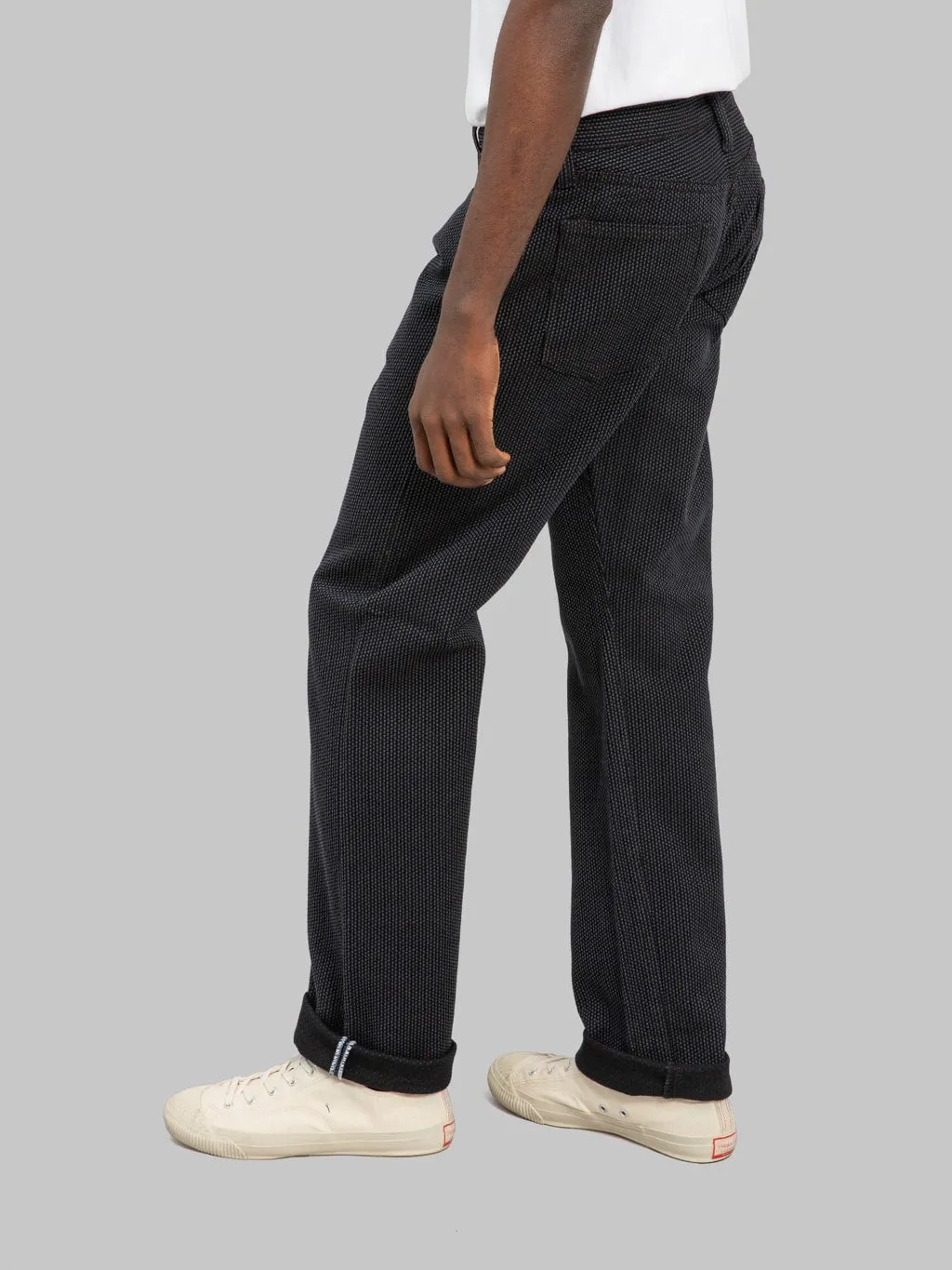 Pure Blue Japan 1170-1-BK Grey Black Sashiko Regular Straight Jeans