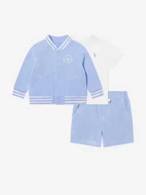 Ralph Lauren Baby Boys 3 Piece Short Set in Blue