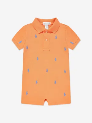 Ralph Lauren Baby Boys Logo Romper in Orange