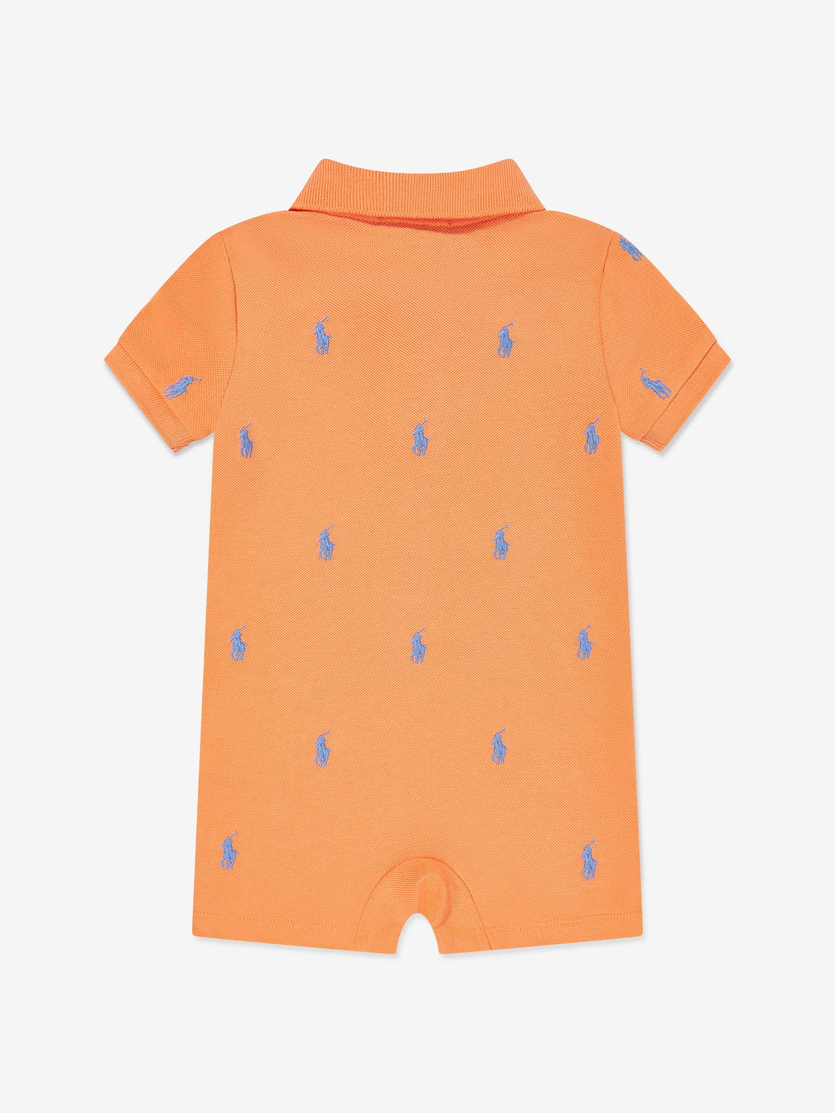 Ralph Lauren Baby Boys Logo Romper in Orange