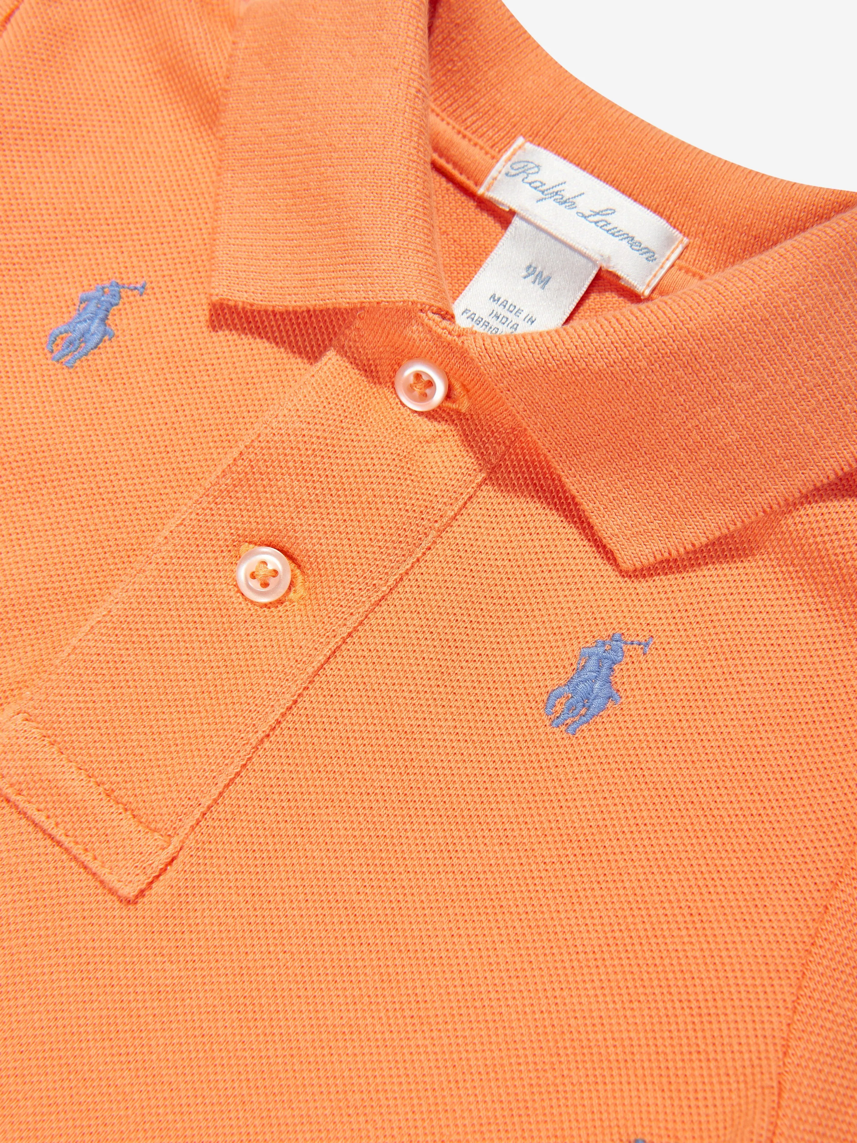 Ralph Lauren Baby Boys Logo Romper in Orange