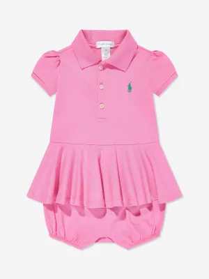 Ralph Lauren Baby Girls Peplum Romper in Pink