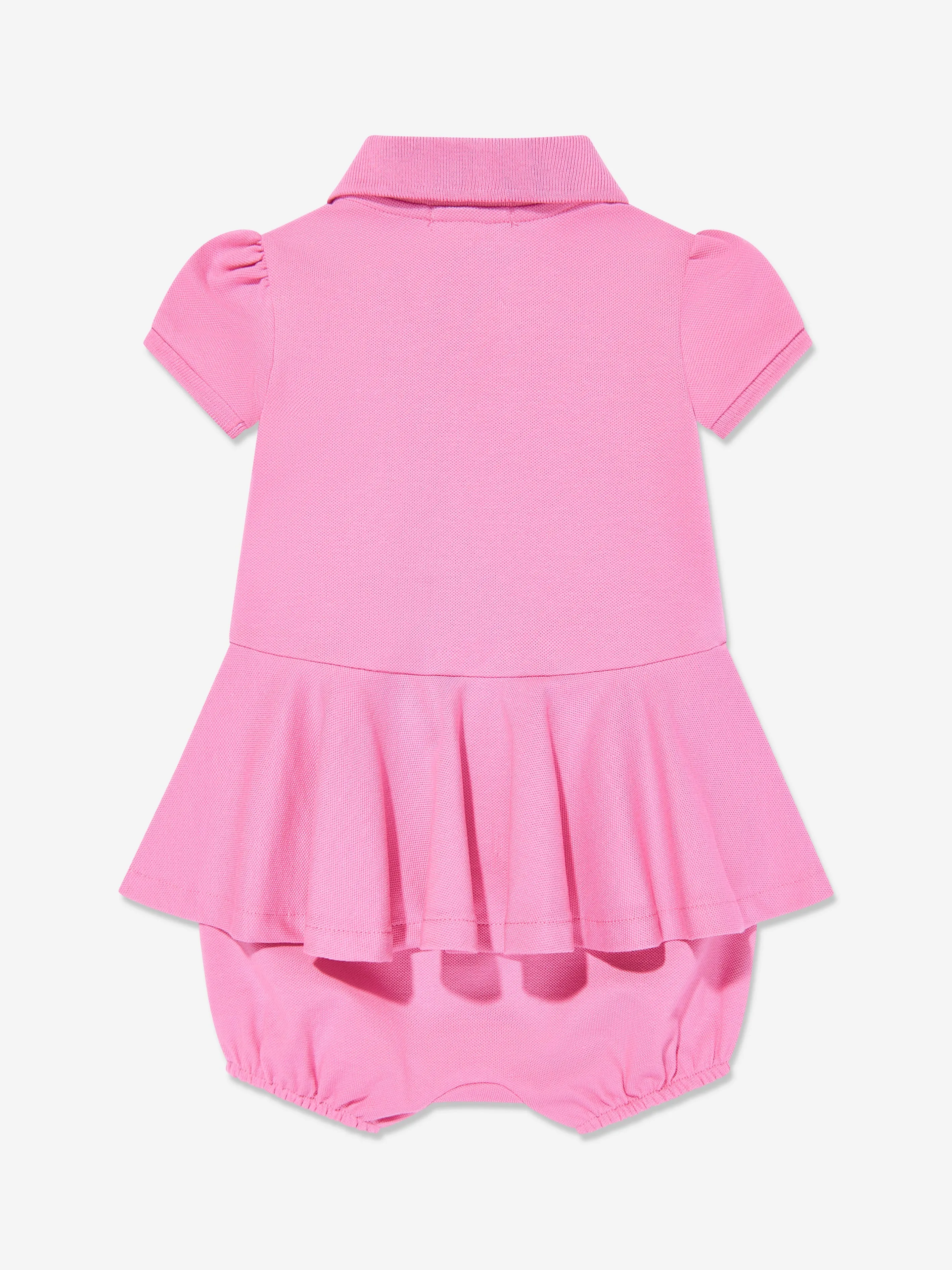 Ralph Lauren Baby Girls Peplum Romper in Pink