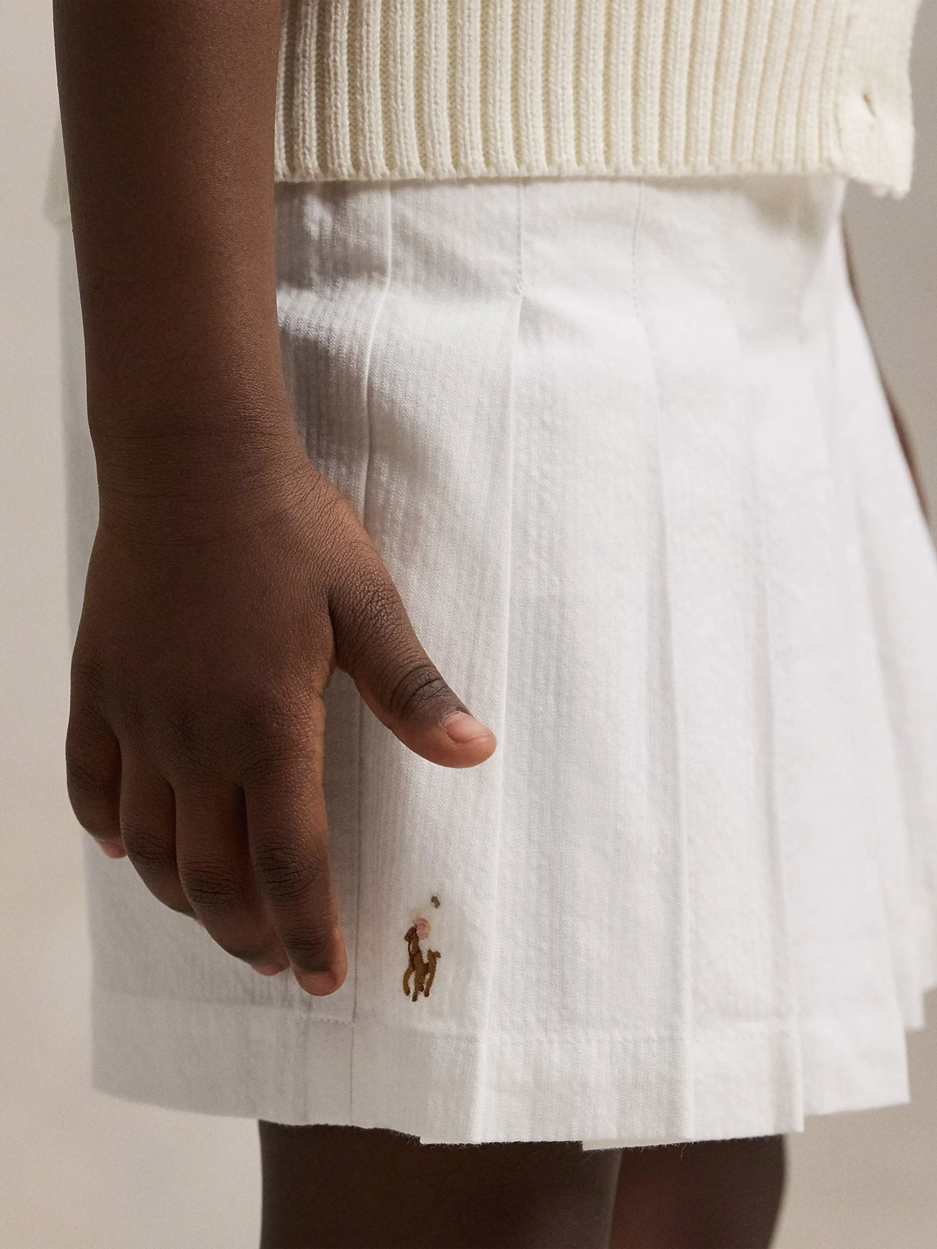 Ralph Lauren Girls Pleated Skort in White
