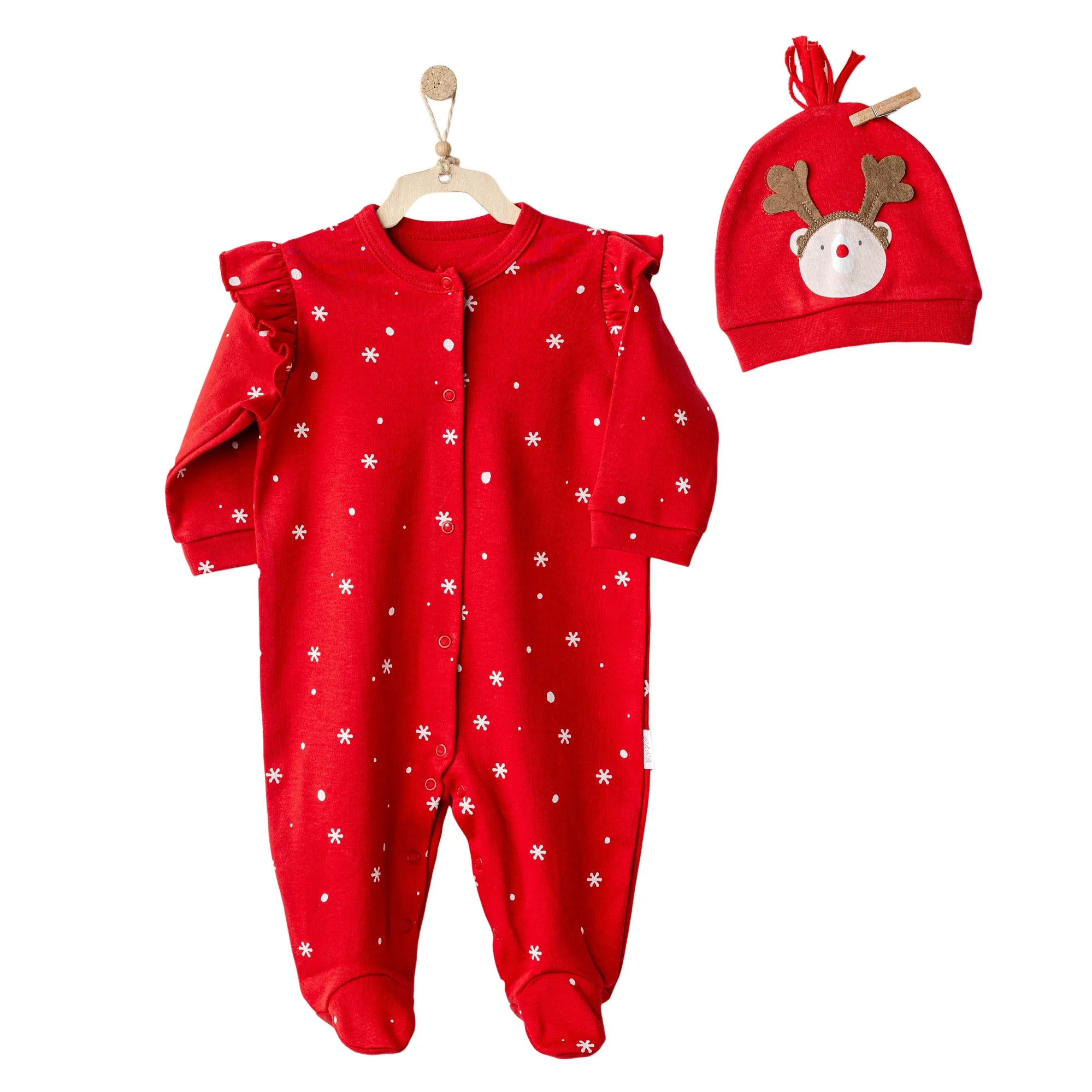Red Holiday Ruffle Babygrow & Hat