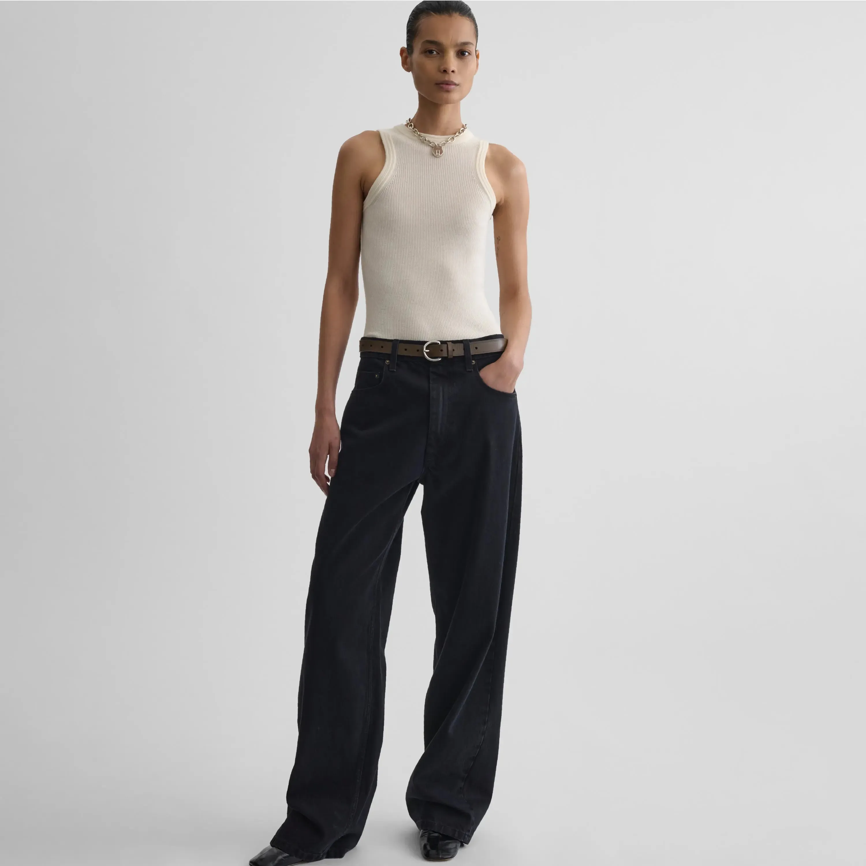 RIBBED TANK | cream wool