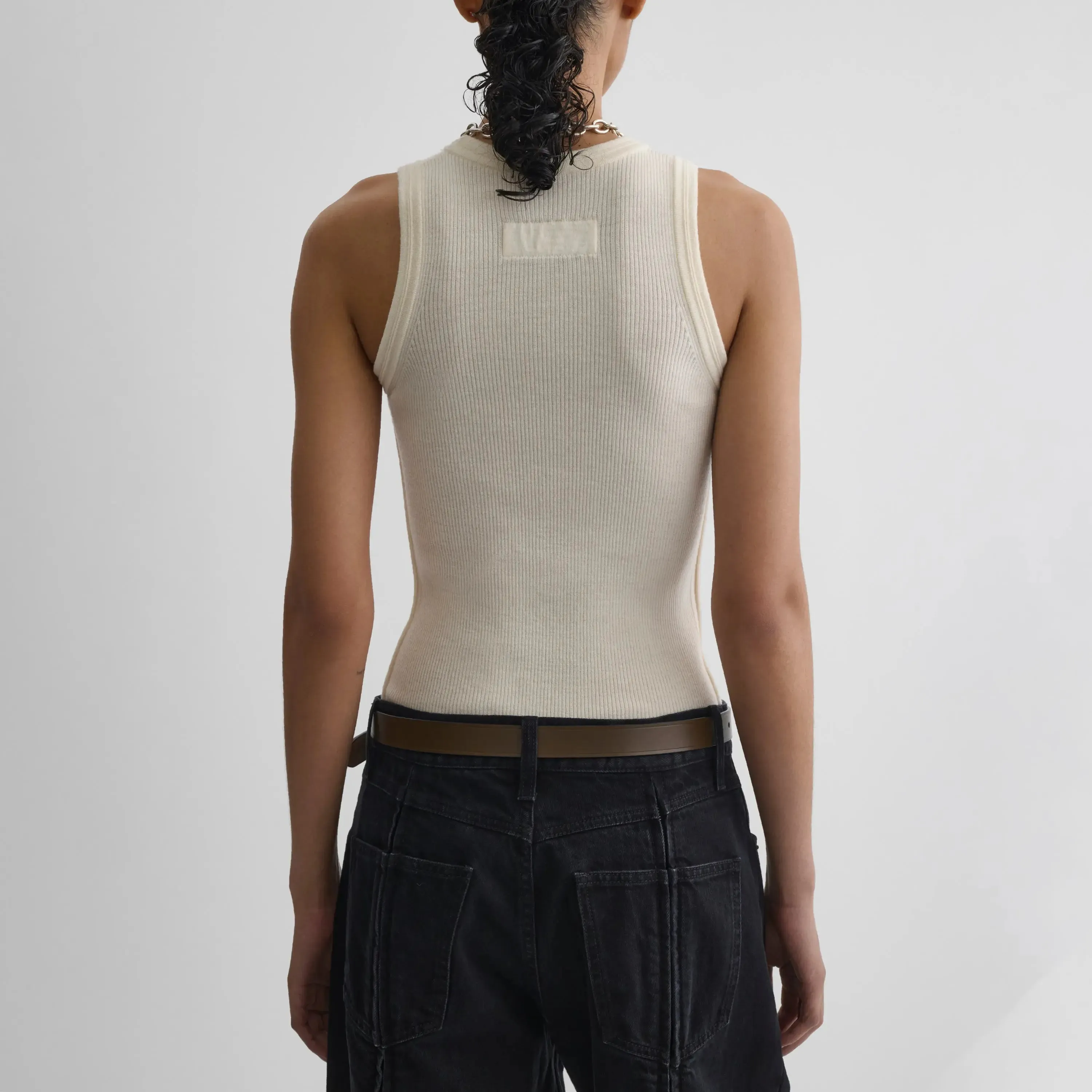 RIBBED TANK | cream wool