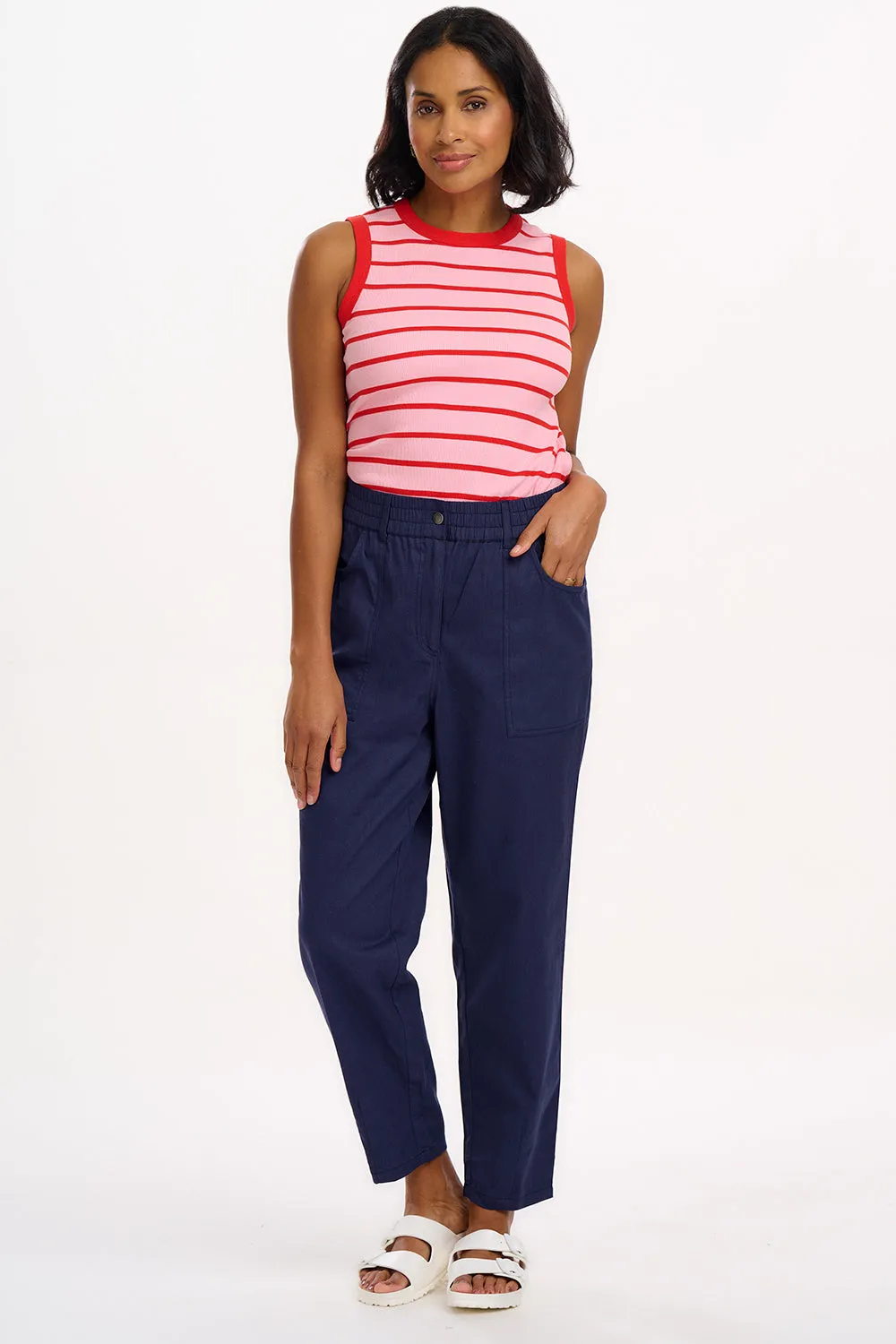 Ruth Fitted Vest Top - Pink/Red Stripes