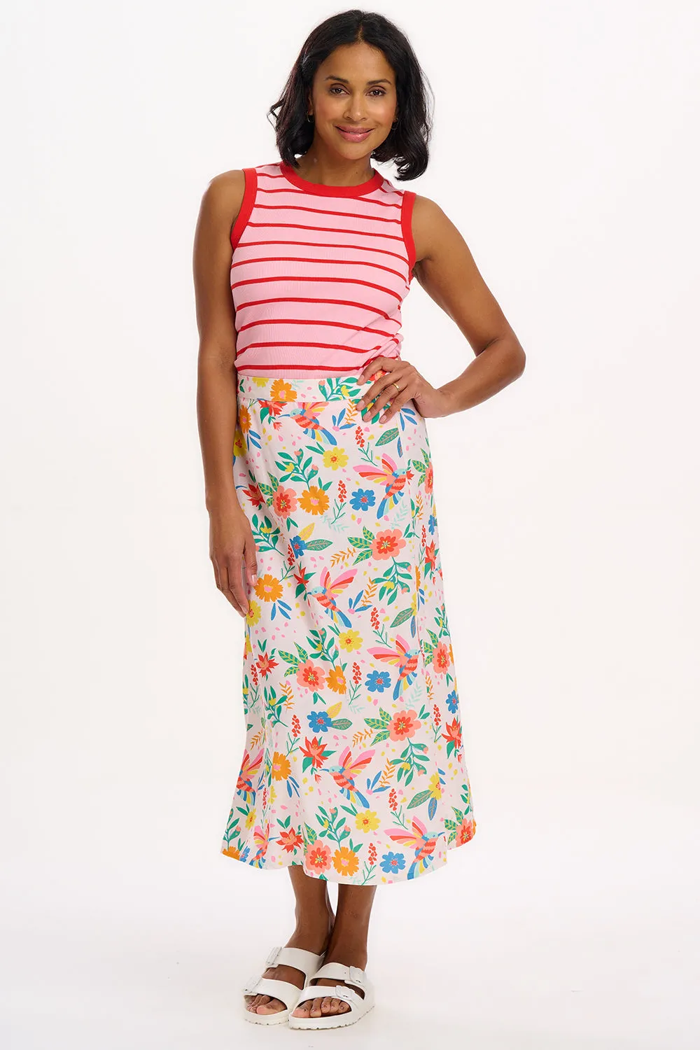 Ruth Fitted Vest Top - Pink/Red Stripes
