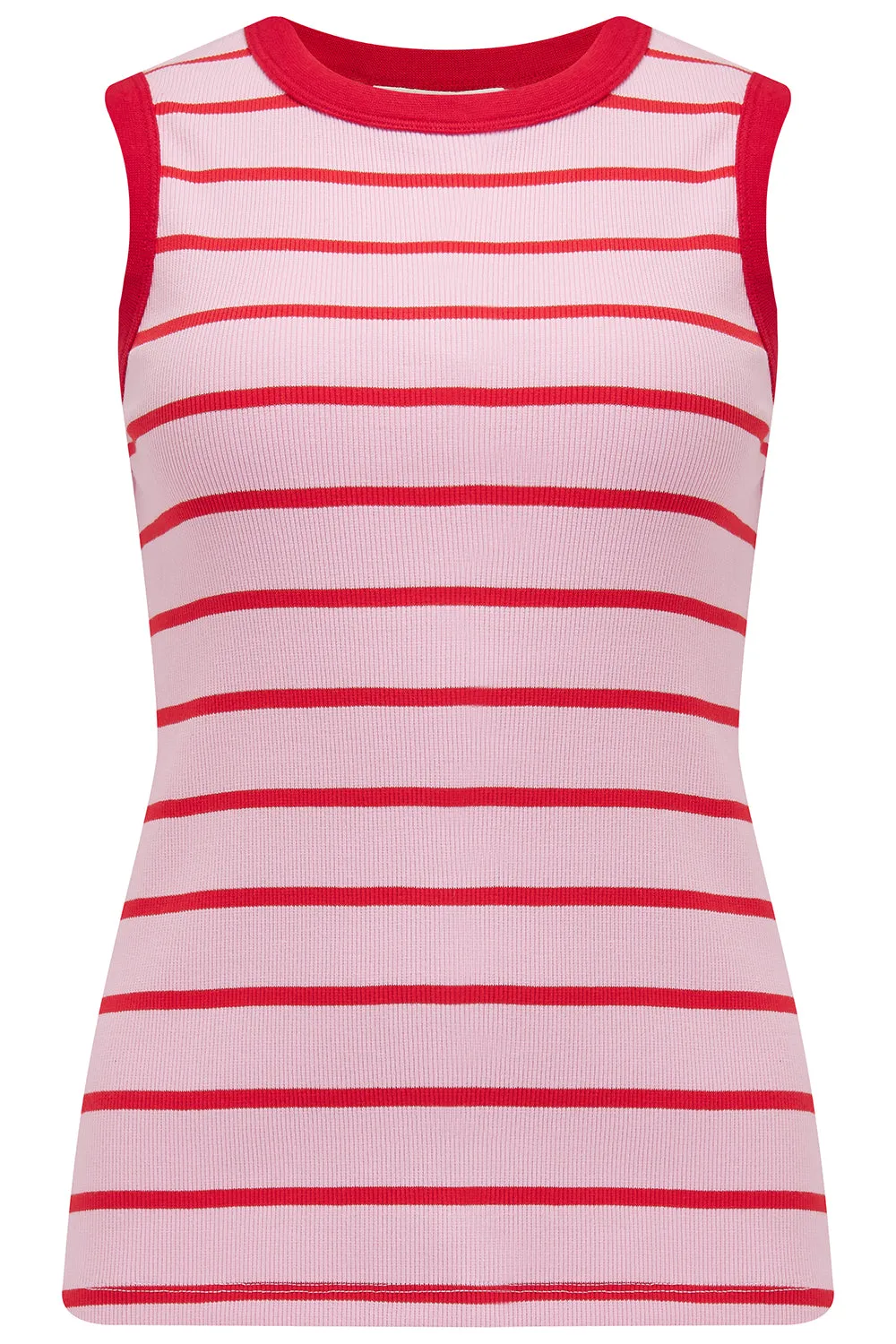 Ruth Fitted Vest Top - Pink/Red Stripes