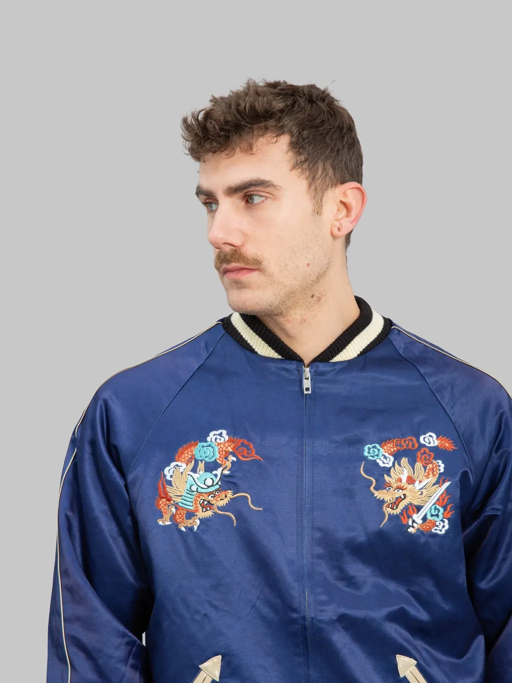 Samurai Jeans SJSKJ24 Sukajan Embroidered Satin Souvenir Jacket