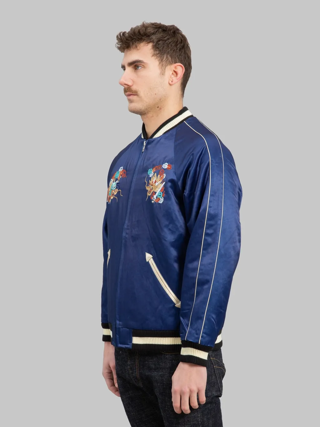Samurai Jeans SJSKJ24 Sukajan Embroidered Satin Souvenir Jacket