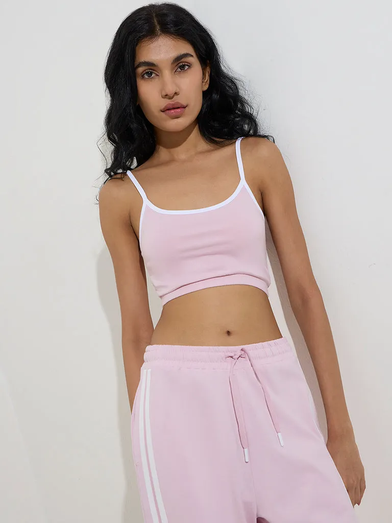 Studiofit Pink Cotton-Blend Crop Top