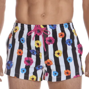 Swim Trunks Flowers Stripes