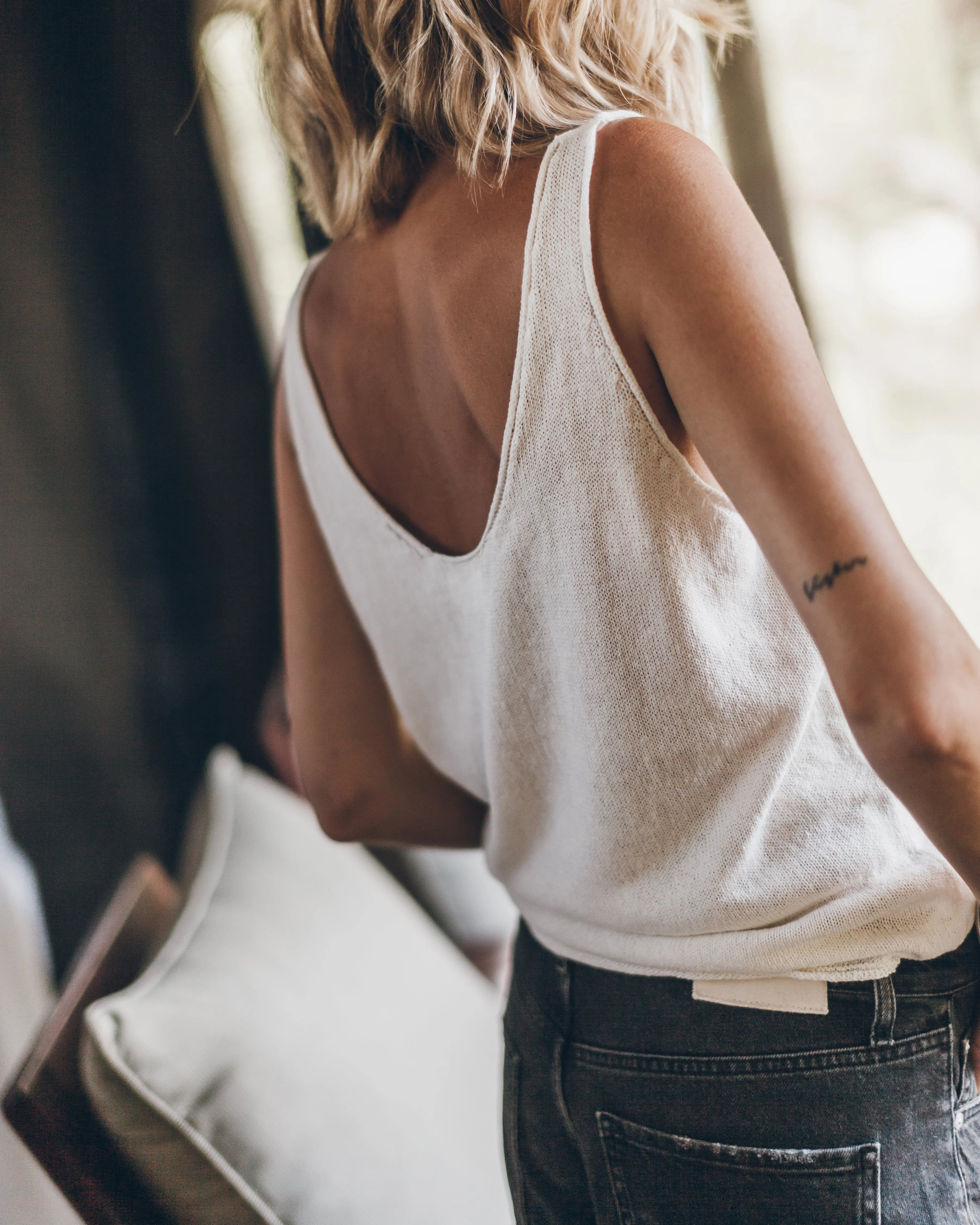 The Ecru Thin Knit Tank Top