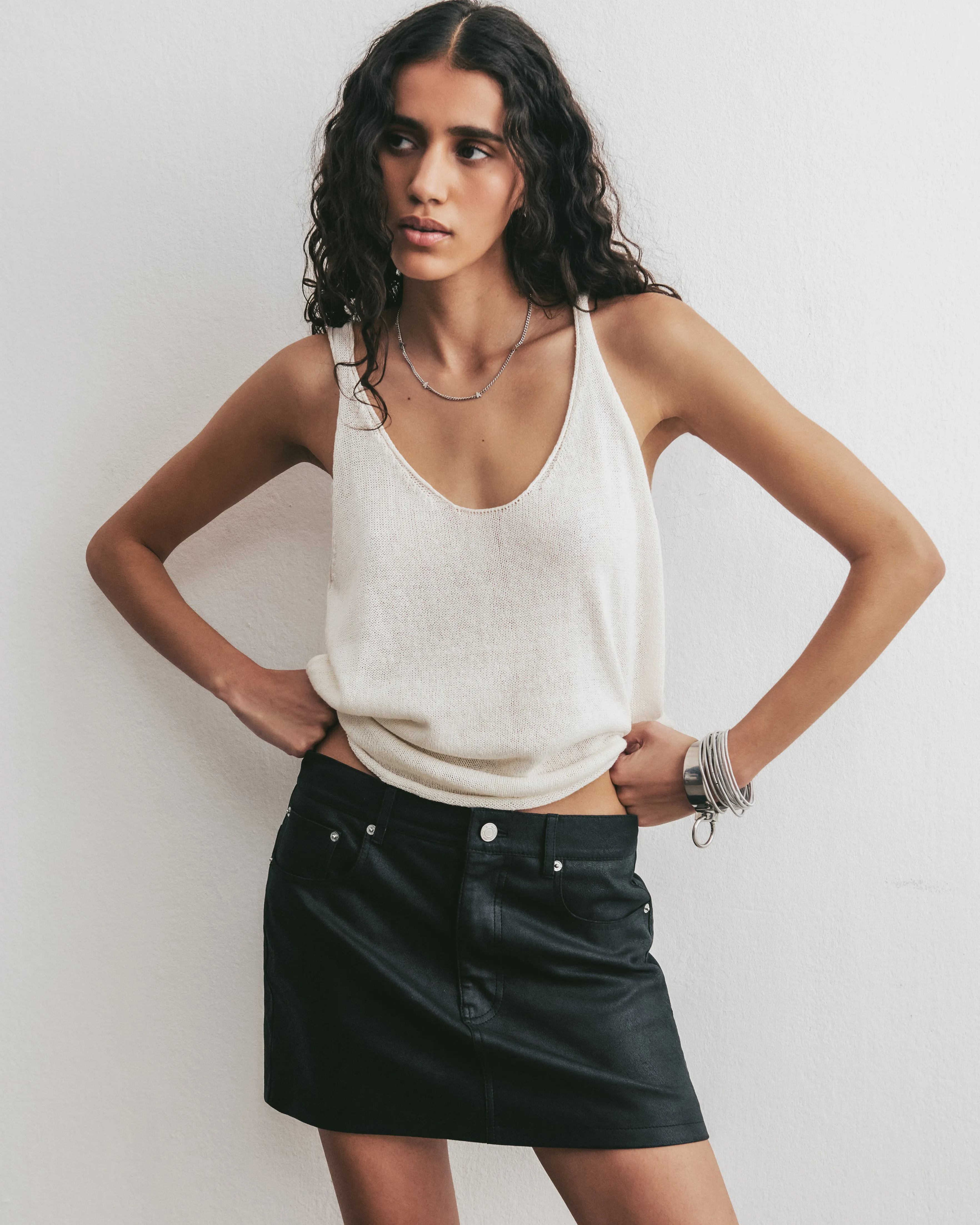 The Ecru Thin Knit Tank Top