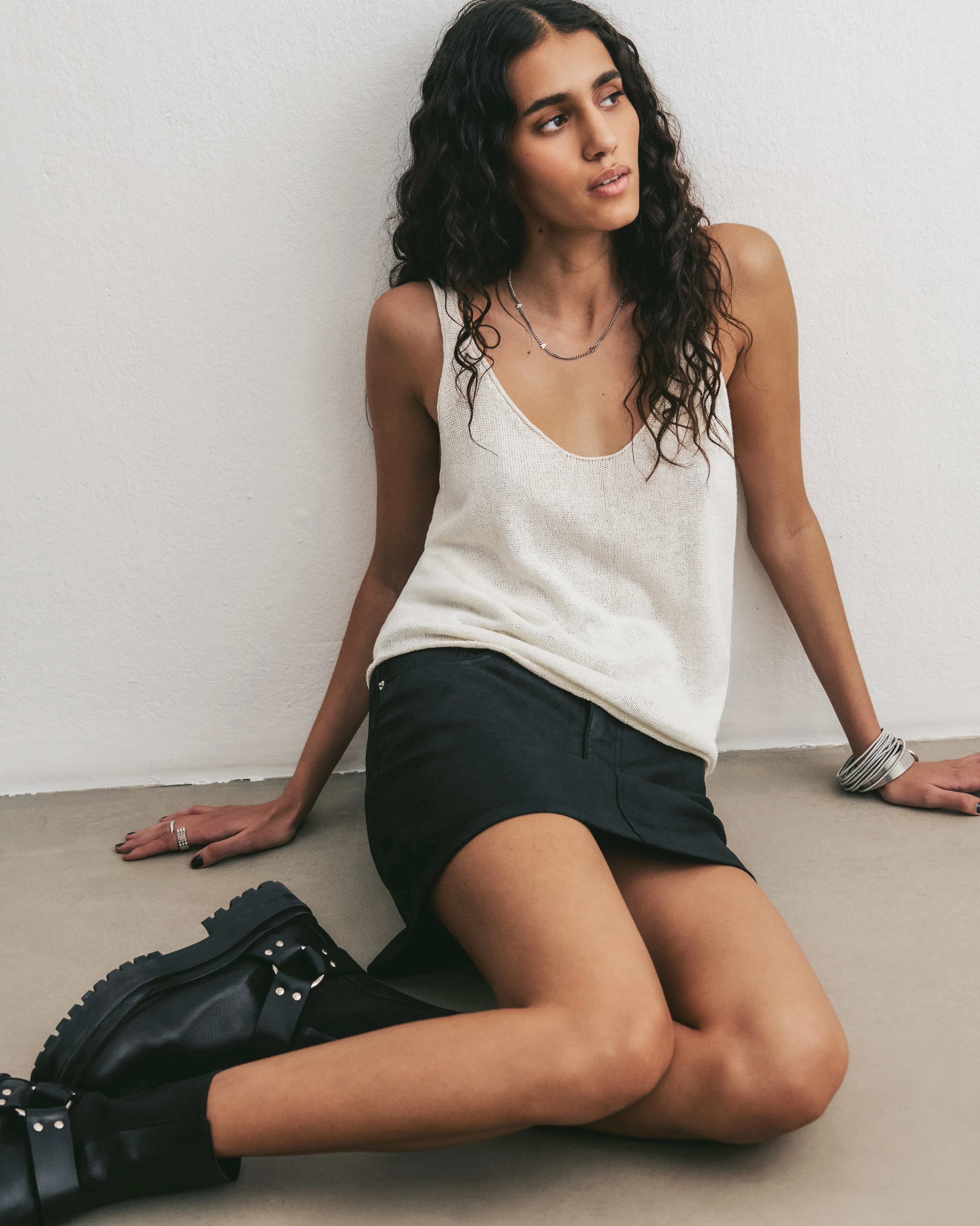 The Ecru Thin Knit Tank Top