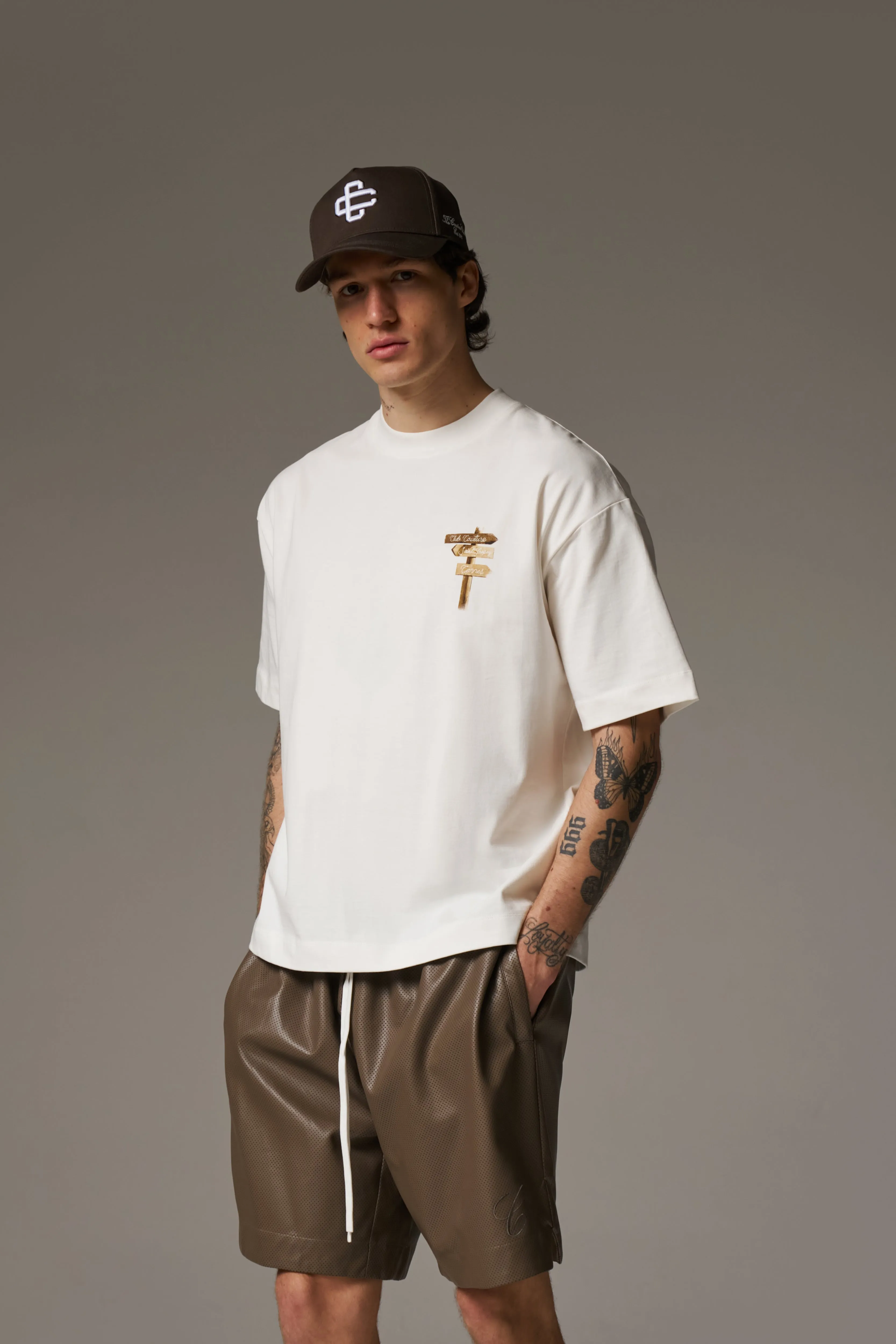 WATERCOLOUR BEACH CLUB PRINTED T-SHIRT - OFF WHITE