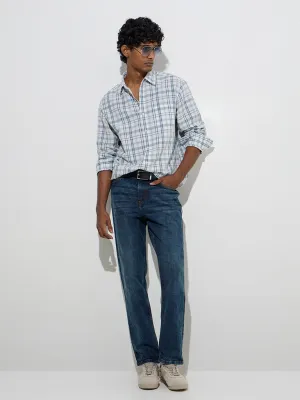 WES Casuals Dusty Blue Relaxed-Fit Cotton-Blend Shirt