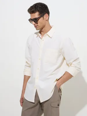 WES Casuals Light Yellow Relaxed-Fit Cotton Shirt