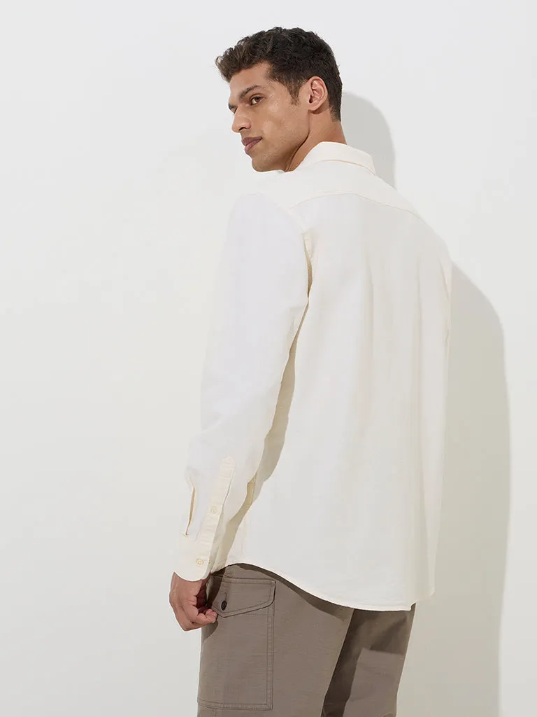 WES Casuals Light Yellow Relaxed-Fit Cotton Shirt