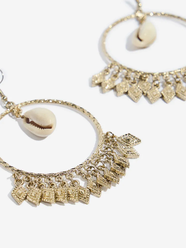 Westside Accessories Gold Boho Shell Earrings