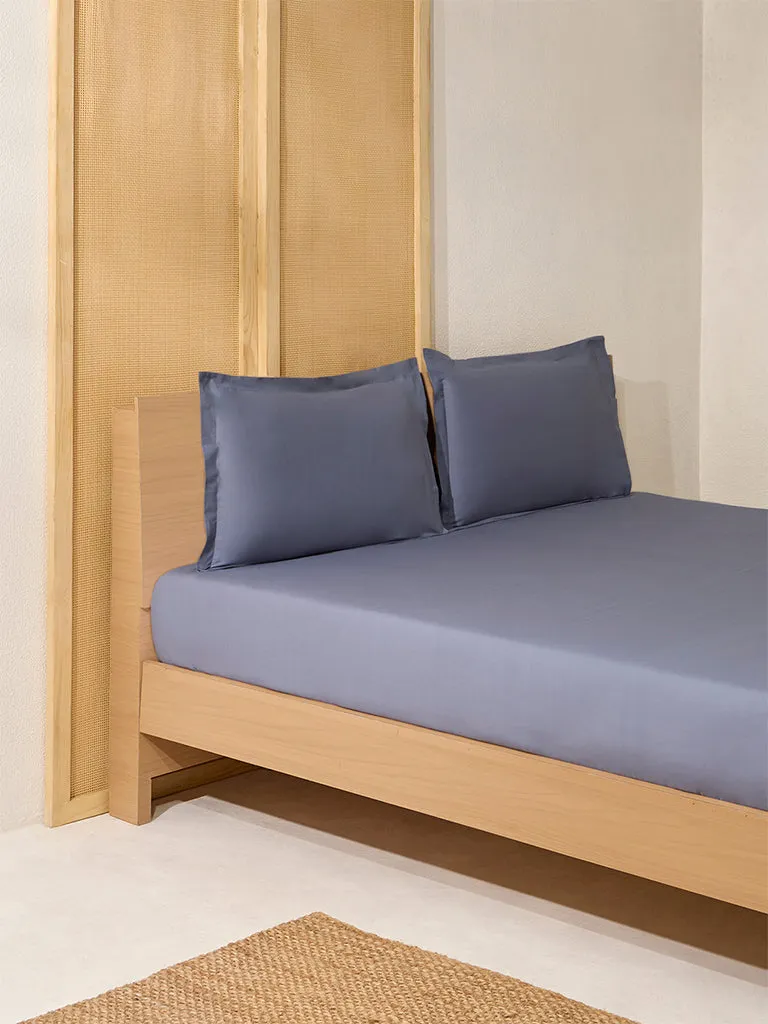 Westside Home Dark Grey Solid King Bed Flat Sheet and Pillowcase Set