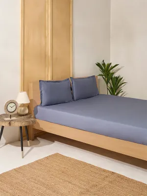 Westside Home Dark Grey Solid King Bed Flat Sheet and Pillowcase Set
