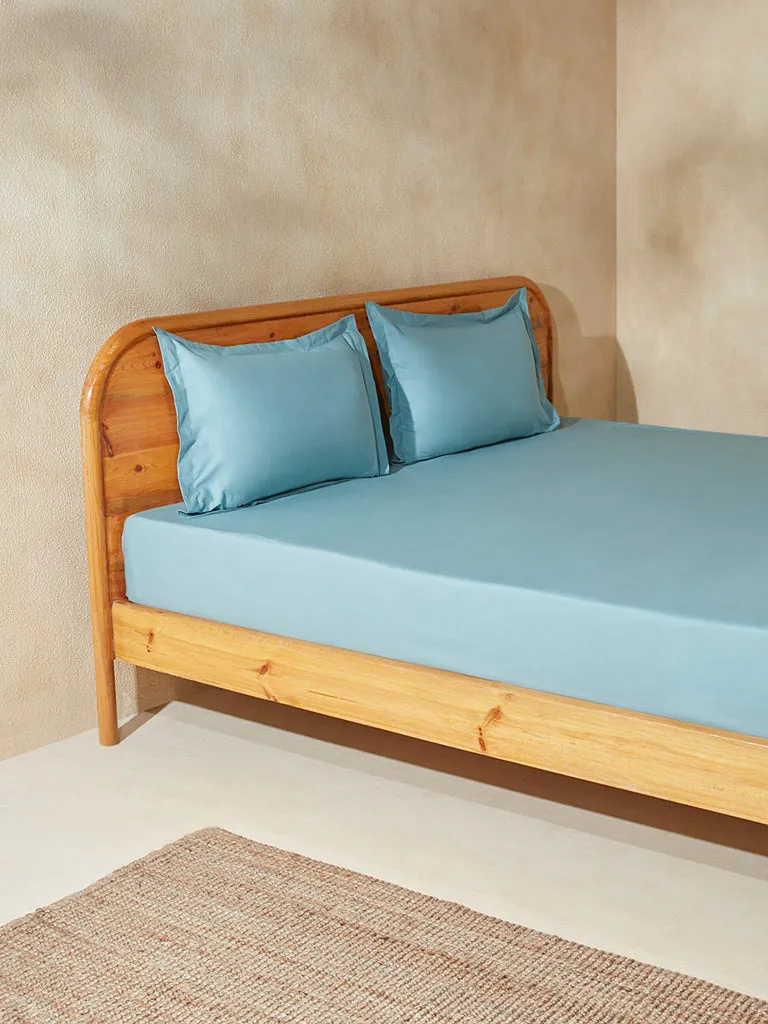Westside Home Dusty Blue Queen Bed Flat Sheet and Pillowcase Set